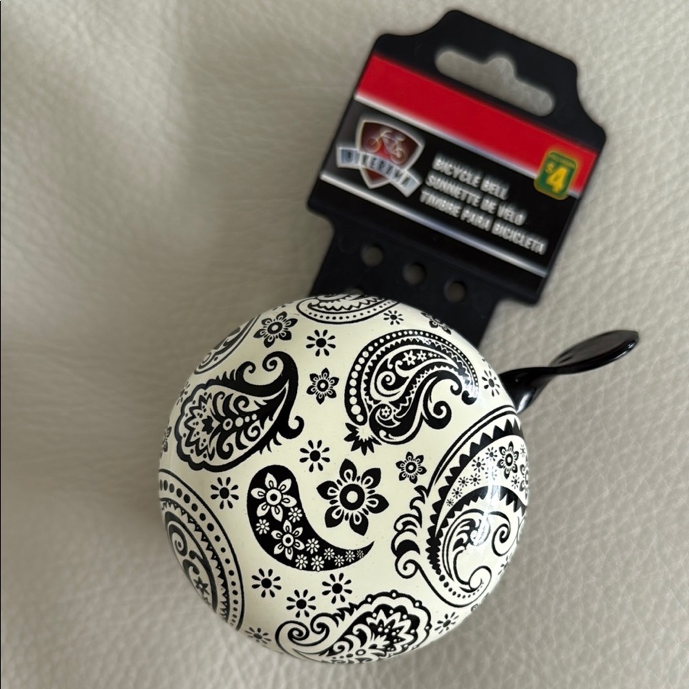 Bikerama Bicycle Bell  Black and White Paisley Quality Brand NEW with tags!
